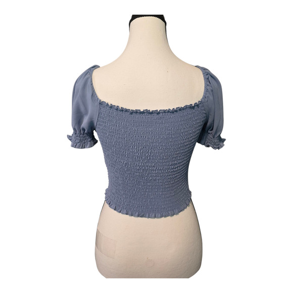 Love Tree Womens Smocked Coquette Top Size L Puff Sleeve Cottagecore Romantic - Picture 3 of 10